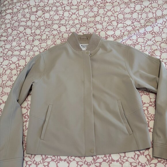 Athleta Bomber Jacket in Abalone Gray/Beige Small - Picture 4 of 4